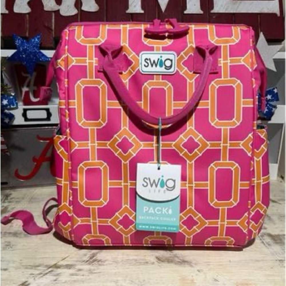 Swig backpack, Pink Bamboo Trellis